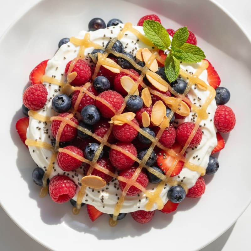 Greek Yogurt Parfait with Mixed Berries and Chia Seeds