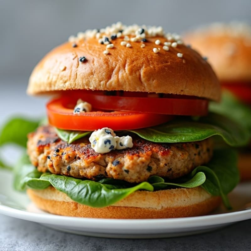 Lean Buffalo Turkey Burgers with Blue Cheese