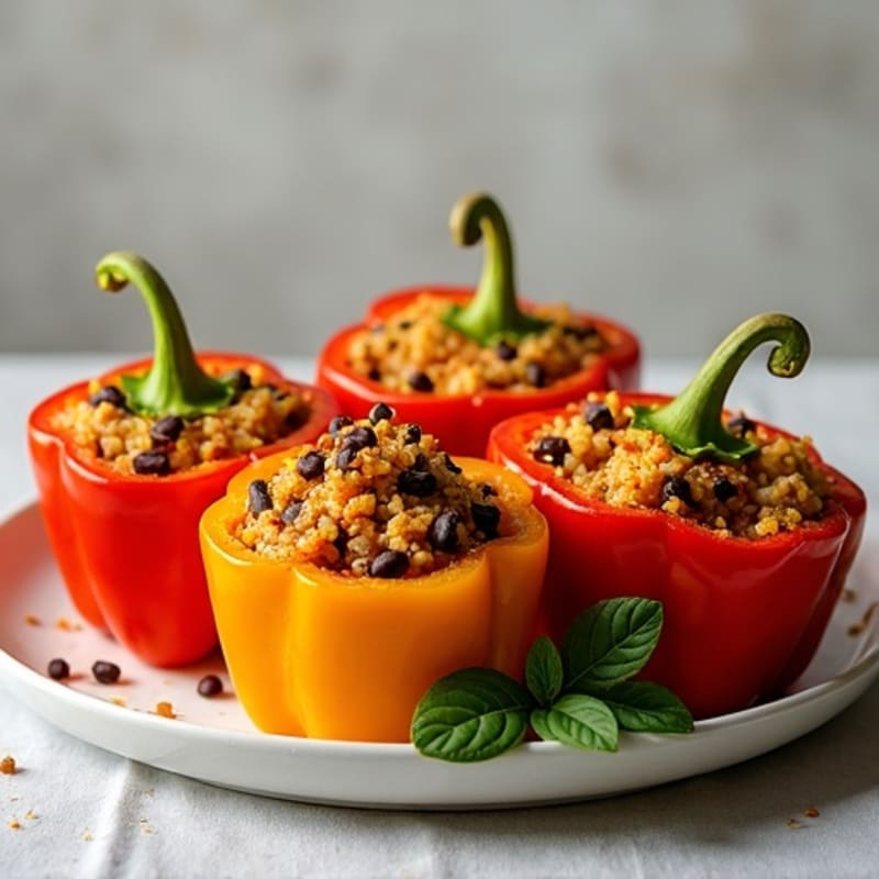 Fire-Roasted Quinoa and Black Bean Stuffed Bell Peppers