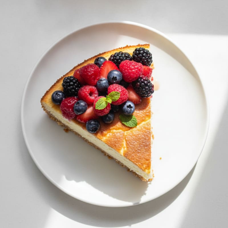 Greek Yogurt Protein Cheesecake with Mixed Berries