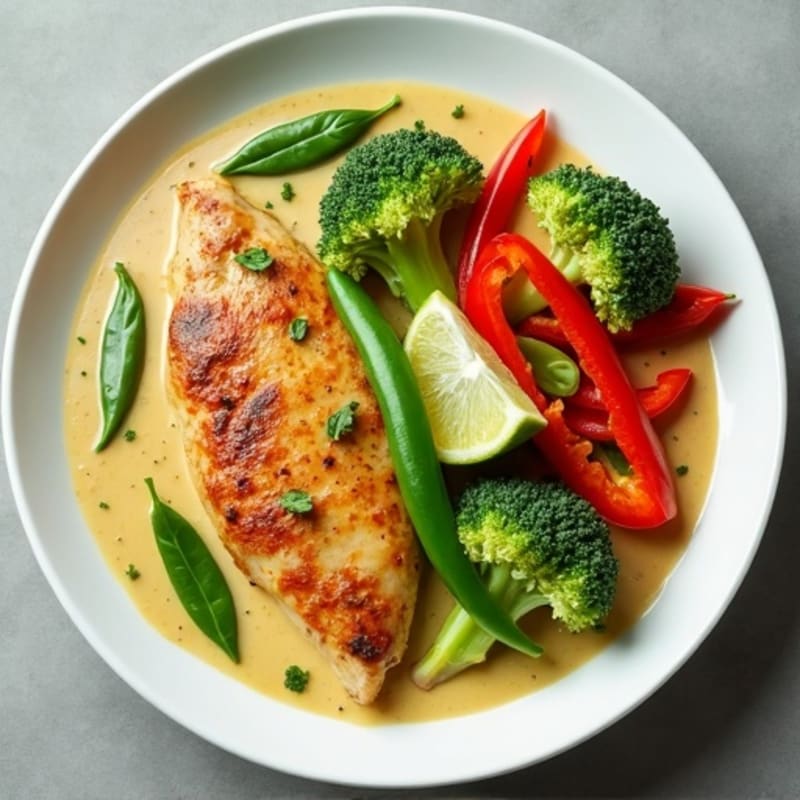 Creamy Coconut Green Curry Chicken with Fresh Vegetables