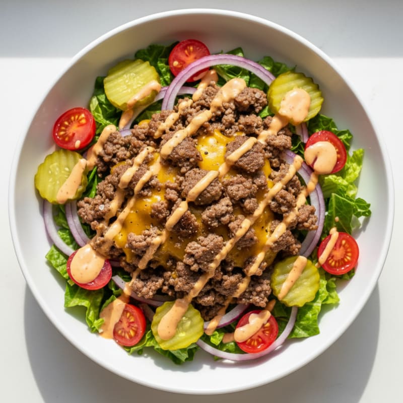 Deconstructed Cheeseburger Bowl with Special Sauce
