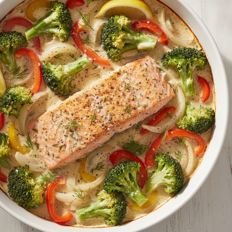 Baked Salmon and Vegetable Casserole