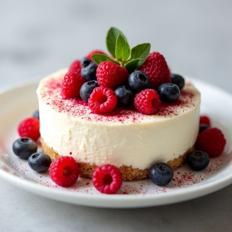Greek Yogurt Protein Cheesecake with Mixed Berries