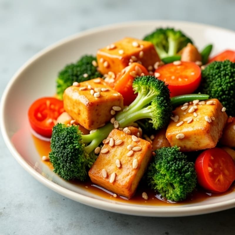 Crispy Sesame Tofu Stir-Fry with Fresh Vegetables