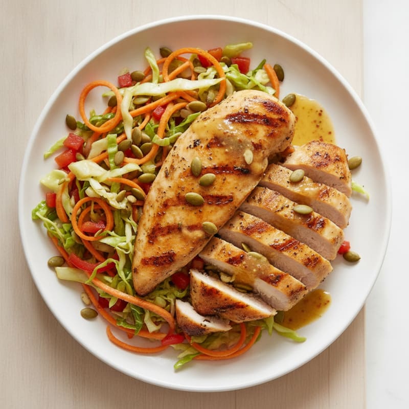 Grilled Chicken Breast with Crunchy Vegetable Slaw