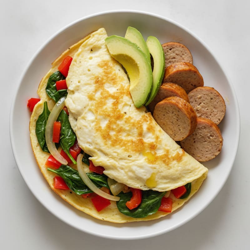 Egg White Veggie Omelette with Turkey Sausage