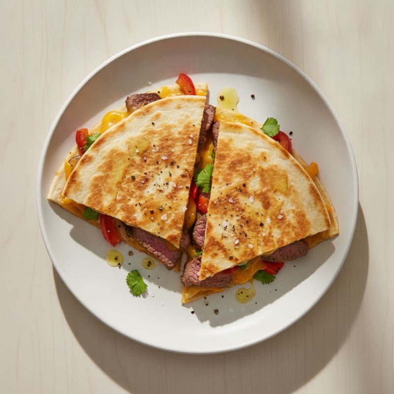 Pan-Seared Steak Quesadillas with Peppers