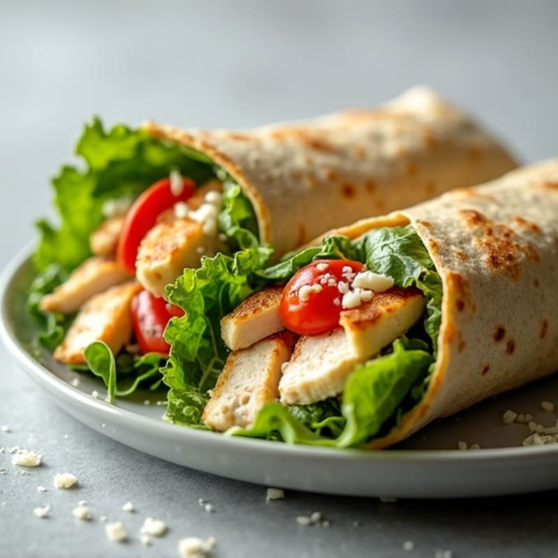Grilled Chicken Caesar Wraps with Crispy Romaine