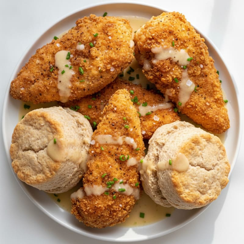 Buttermilk Fried Chicken with Fluffy Biscuits