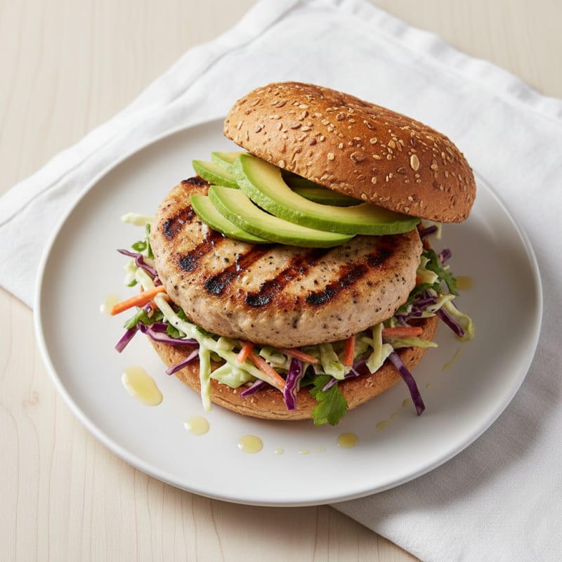 Grilled Chicken Burger with Crunchy Slaw