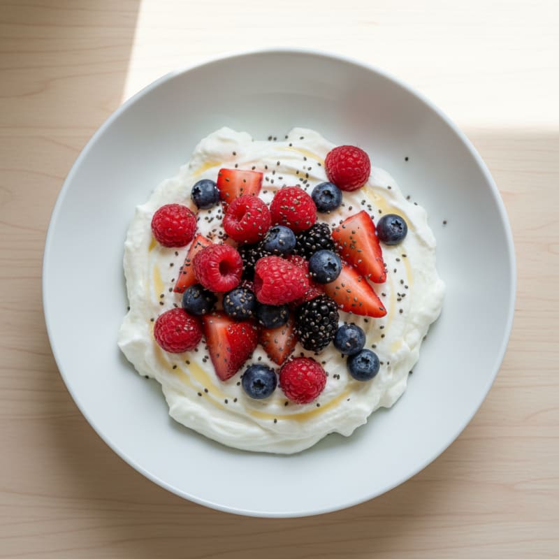 Silky Greek Yogurt Protein Mousse with Mixed Berries
