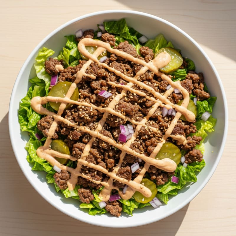 Crispy Ground Beef Big Mac Bowl