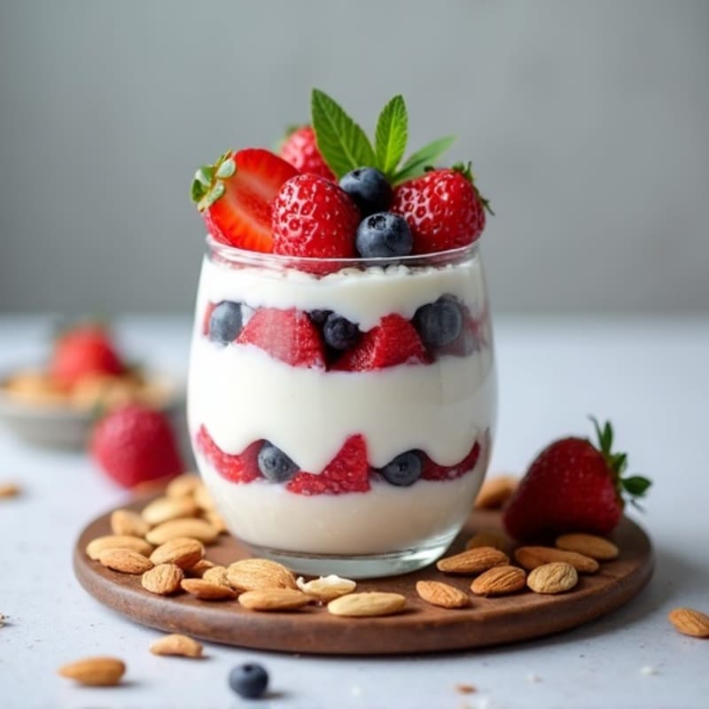 Greek Yogurt Protein Parfait with Mixed Berries and Almonds