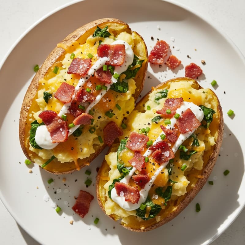 Crispy Bacon & Cheddar Stuffed Potatoes