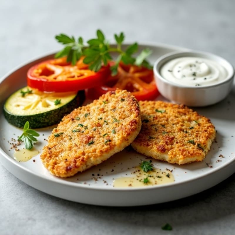 Herb-Crusted Quorn Fillets with Roasted Vegetables