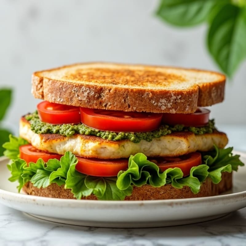 Herb-Pesto Grilled Chicken Sandwich with Fresh Greens