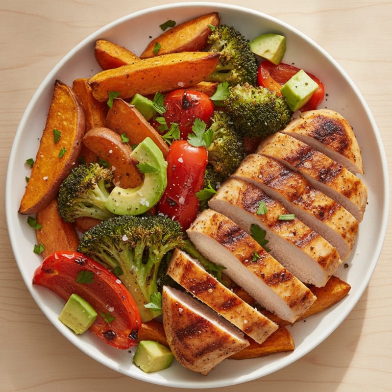 Grilled Chicken and Roasted Vegetable Plate