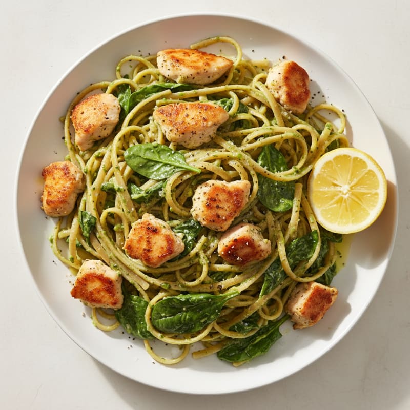 Creamy Pesto Chicken Linguine