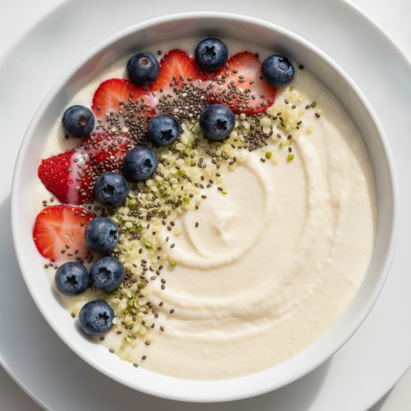 Silky Tofu Protein Smoothie Bowl with Chia and Berries