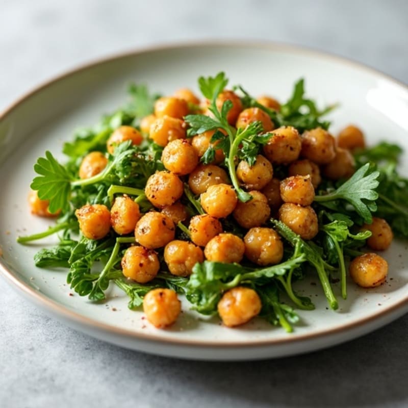 Crispy Roasted Chickpeas with Fresh Greens and Zesty Lemon-Herb Dressing