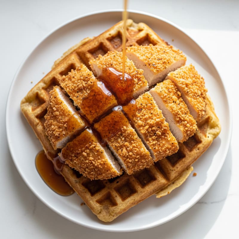 Golden Crispy Chicken and Waffles