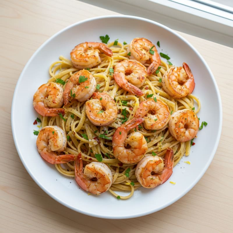 Zesty Garlic Shrimp Linguine