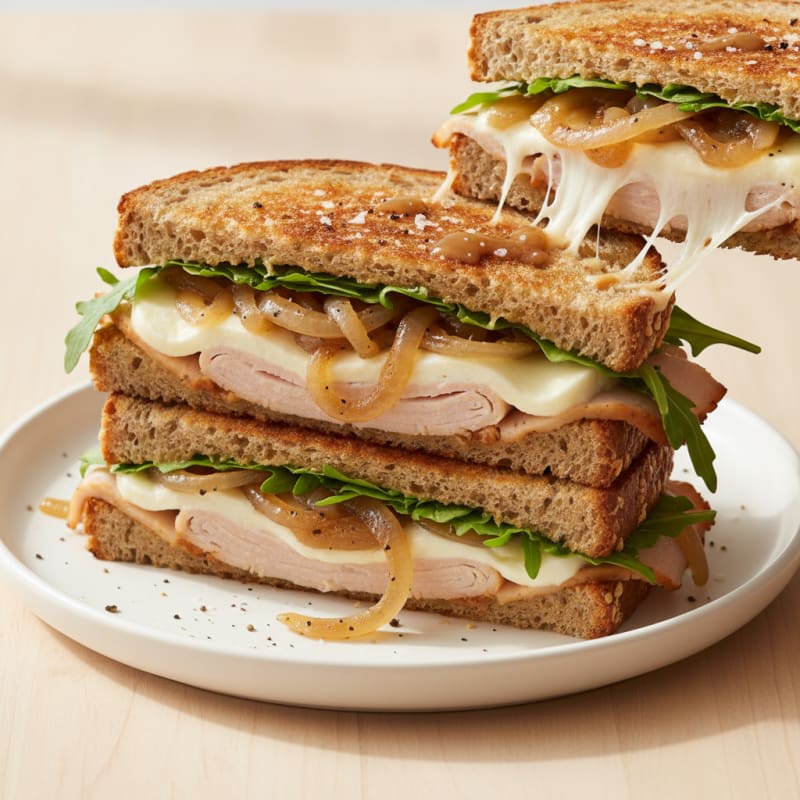 Triple-Decker Grilled Cheese with Caramelized Onions