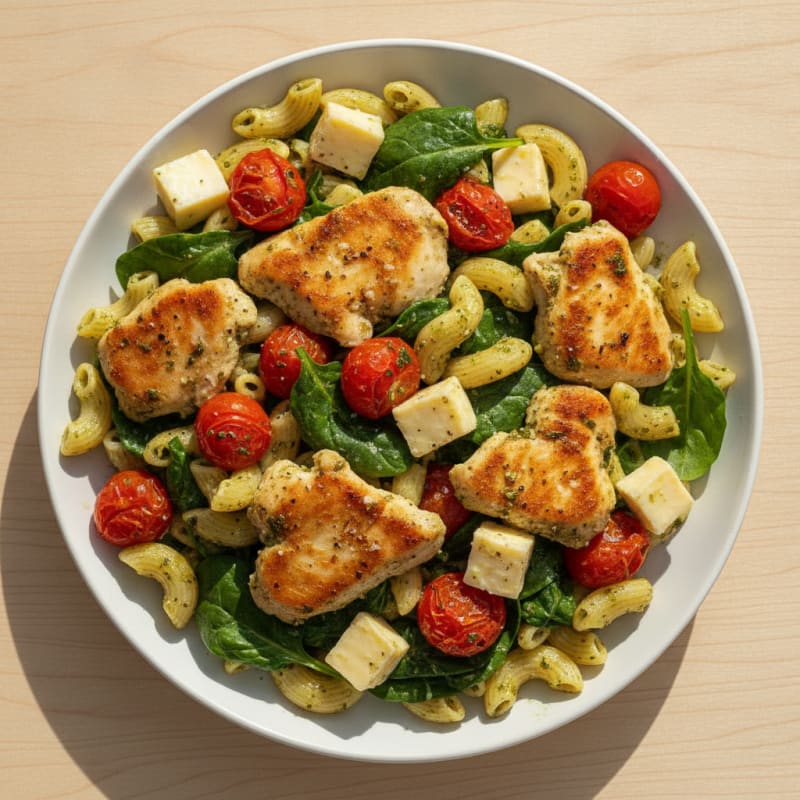 Pesto Chicken Pasta with Roasted Tomatoes