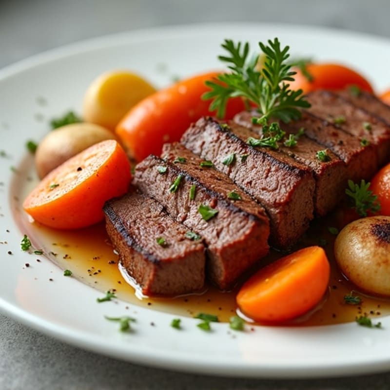 Smoky Slow-Cooked Brisket with Roasted Root Vegetables