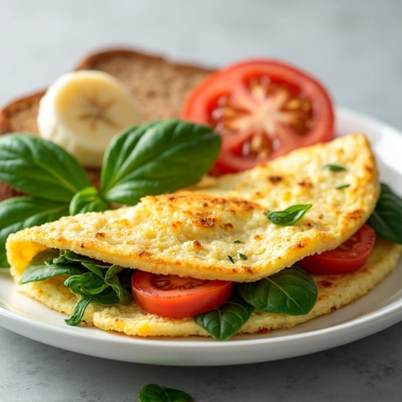 Egg White Spinach Omelette with Cottage Cheese and Toast