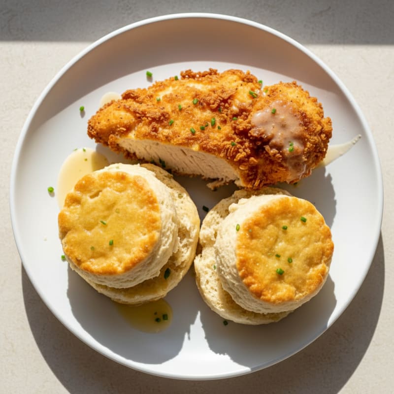 Crispy Buttermilk Fried Chicken & Biscuits