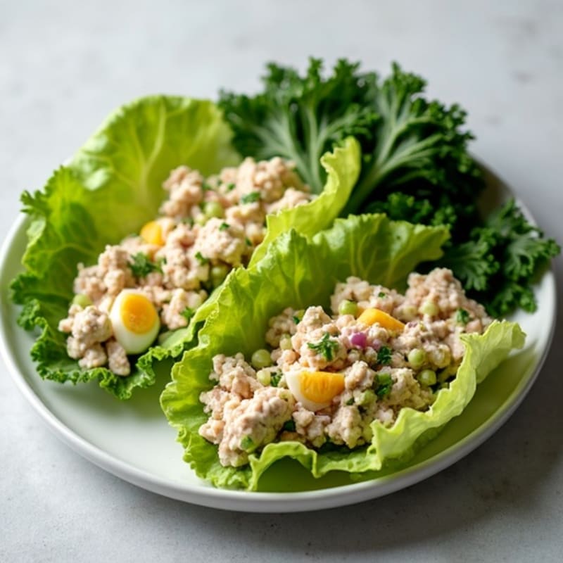 Creamy Tuna Salad Lettuce Wraps with Crispy Kale