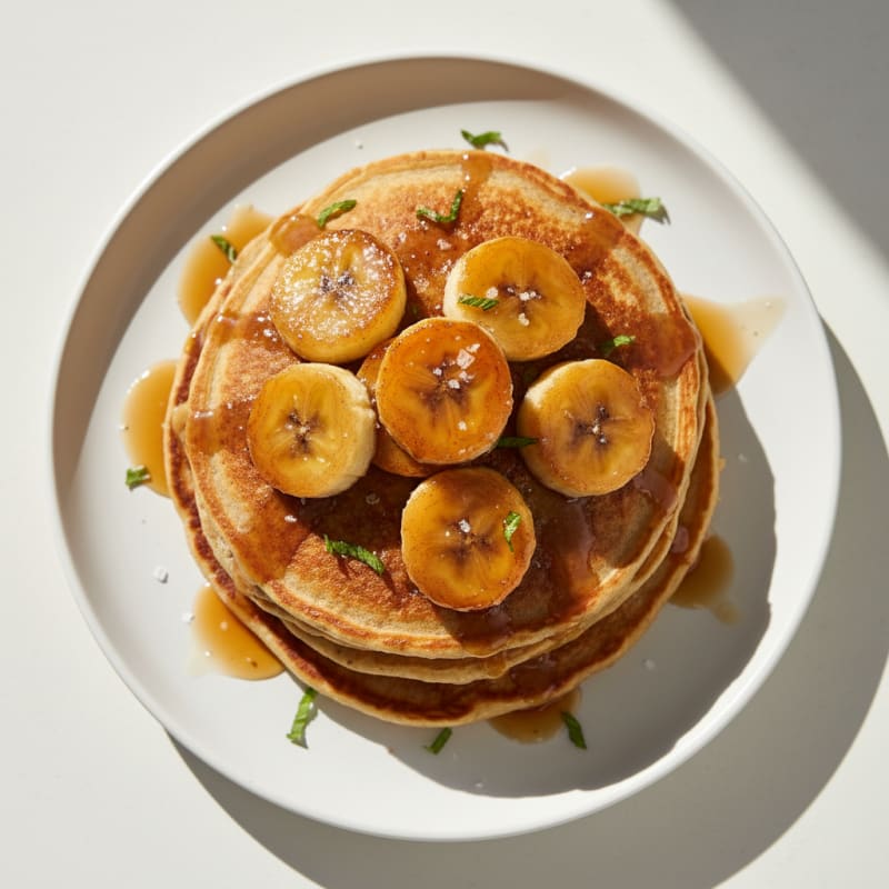 Golden Caramelized Banana Pancakes
