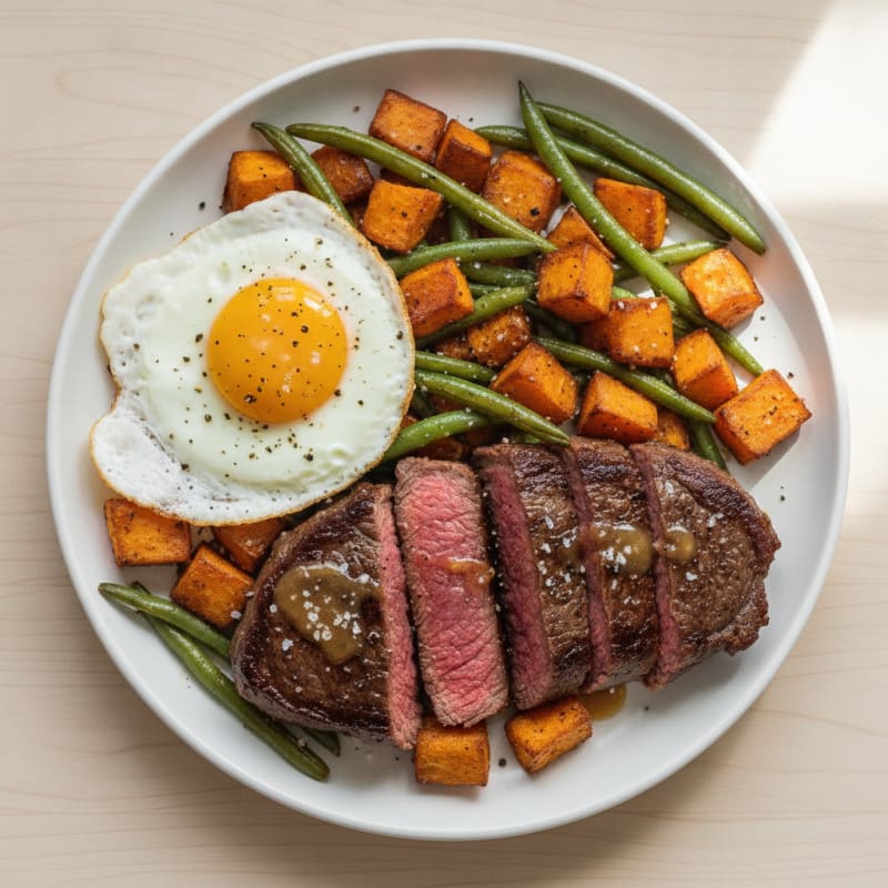 Pan-Seared Steak with Roasted Sweet Potatoes
