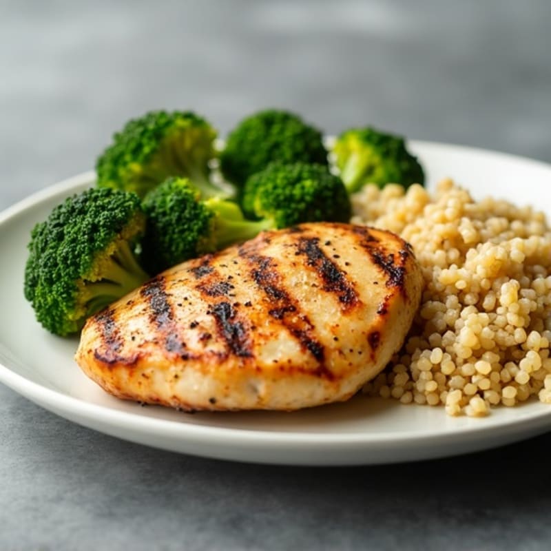 Grilled Chicken Breast with Roasted Broccoli and Quinoa