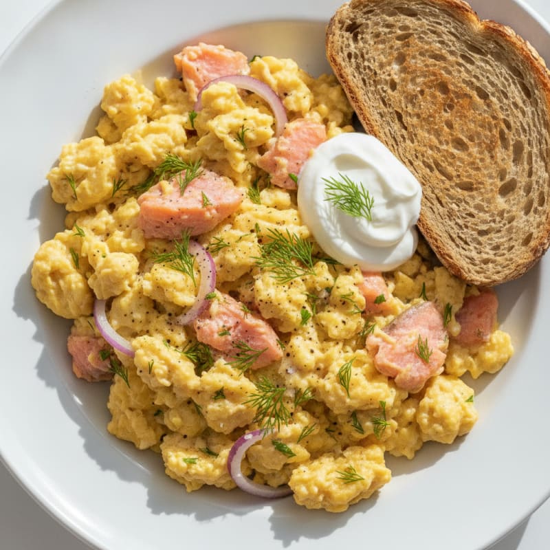 Smoked Salmon and Dill Scrambled Eggs