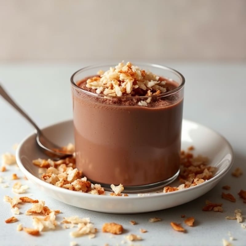 Chocolate Protein Pudding with Toasted Coconut