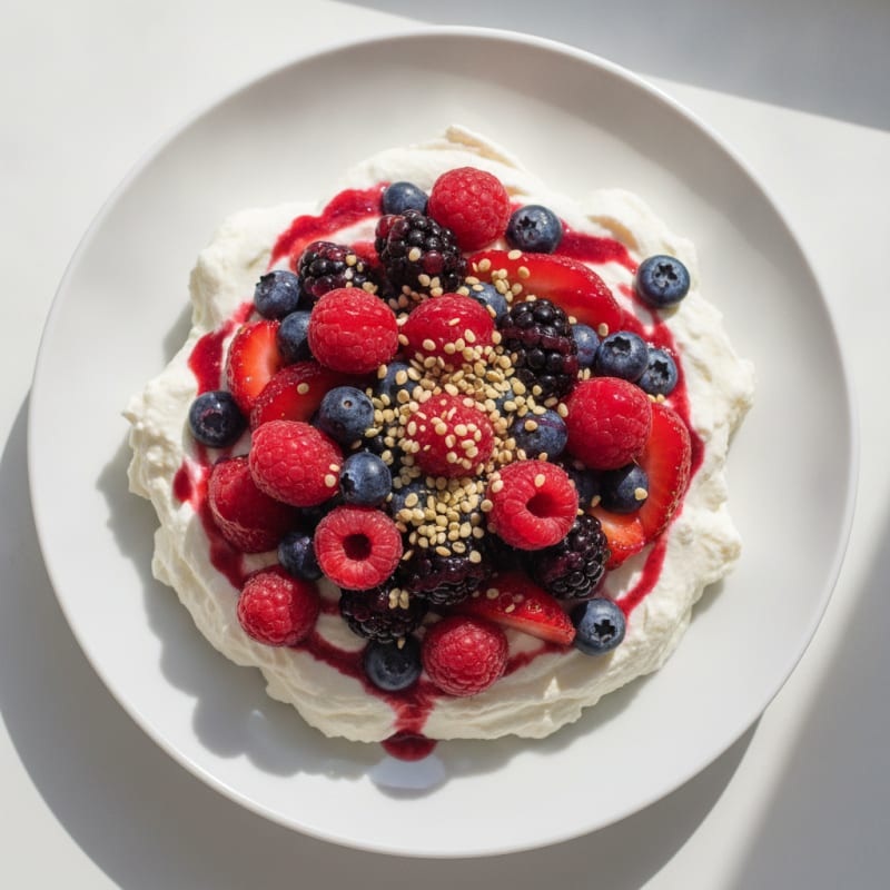 Greek Yogurt Protein Mousse with Mixed Berries