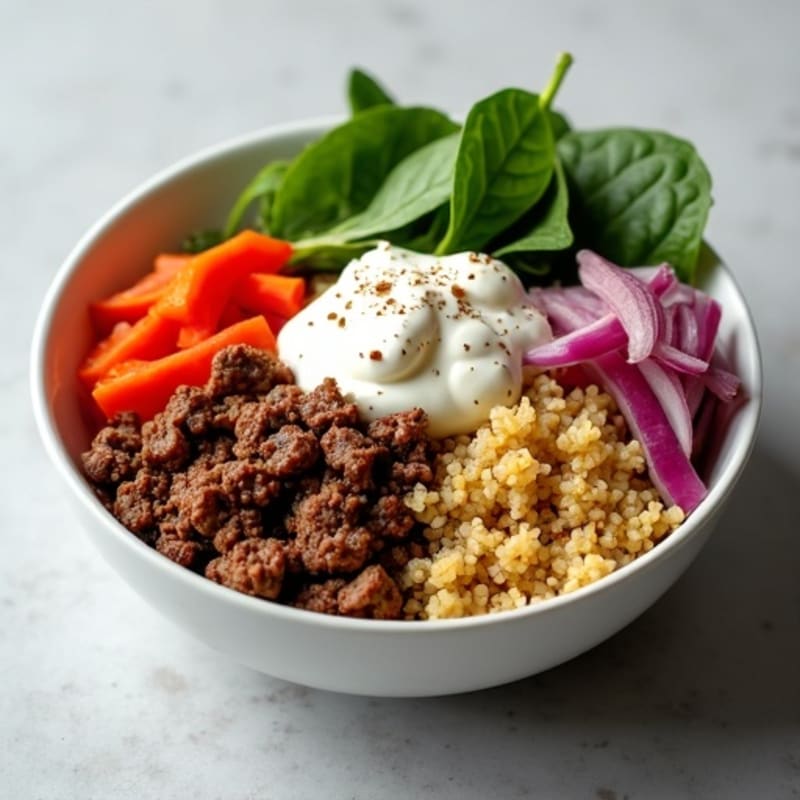 Seasoned Ground Beef Bowl with Special Sauce
