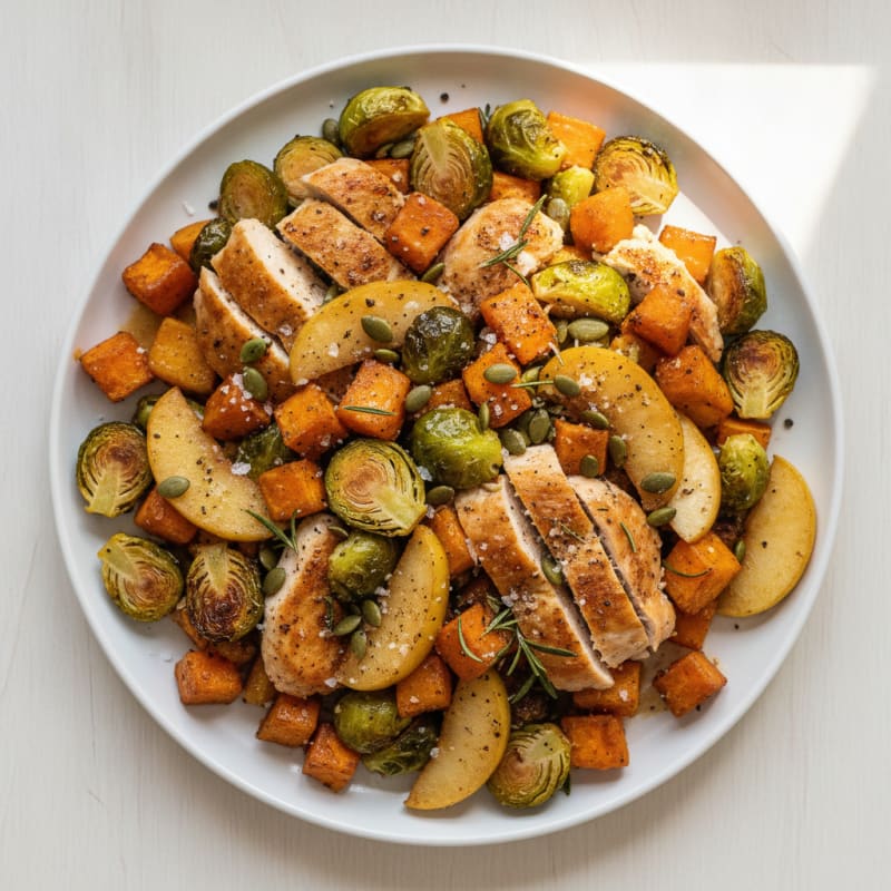 Roasted Vegetable and Fruit Medley with Chicken