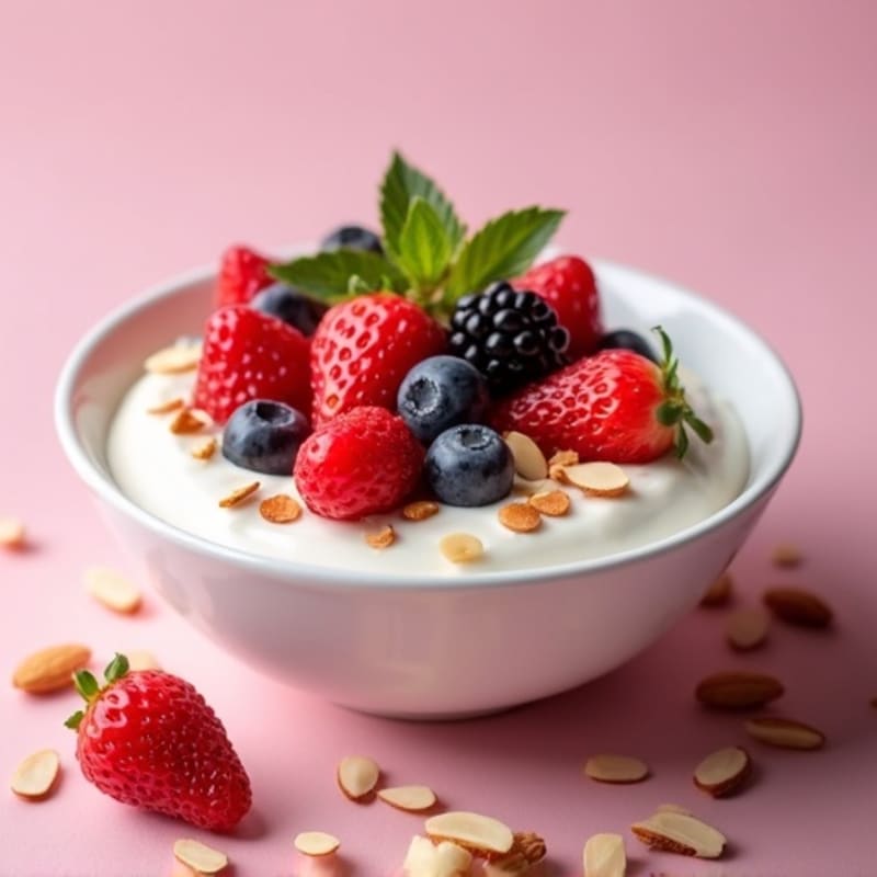 Creamy Greek Yogurt with Fresh Berries and Crunchy Almonds