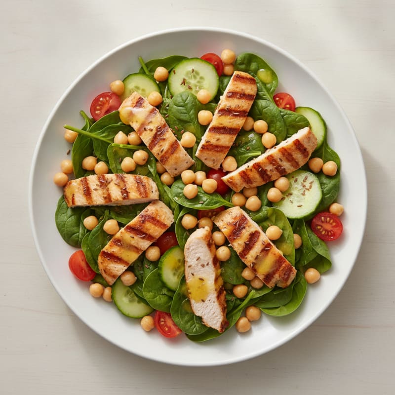 Grilled Turkey and Spinach Salad with Chickpeas