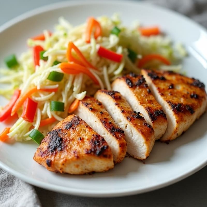 Grilled Chicken Breast with Crunchy Cabbage Slaw