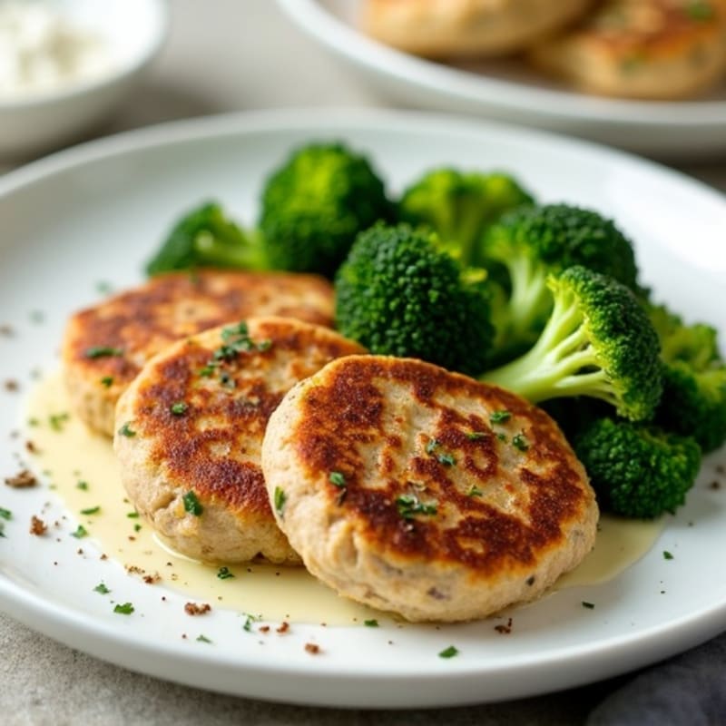 Seared Turkey Patties with Steamed Broccoli