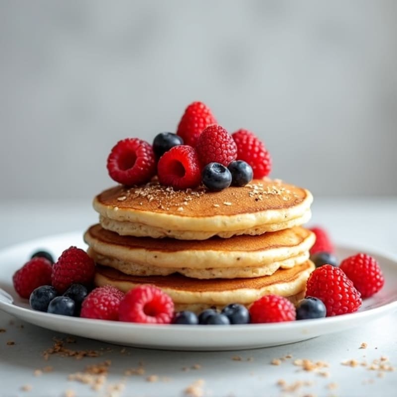 Fluffy Protein Pancakes with Fresh Berries