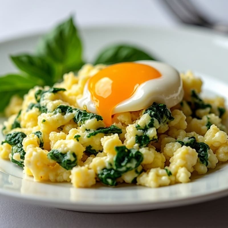 Scrambled Eggs with Spinach and Feta