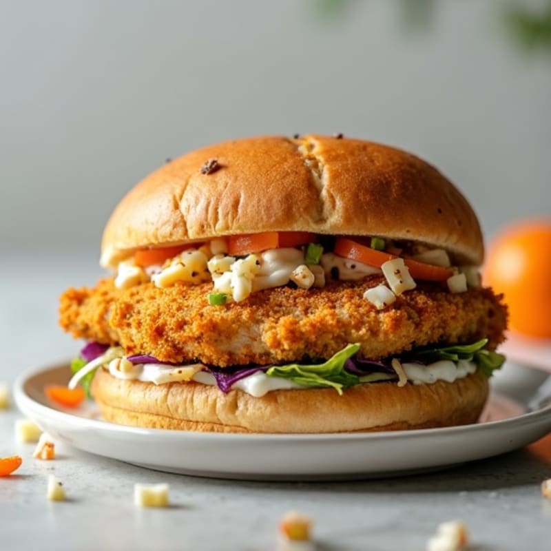 Crispy Baked Chicken Sandwich with Zesty Slaw