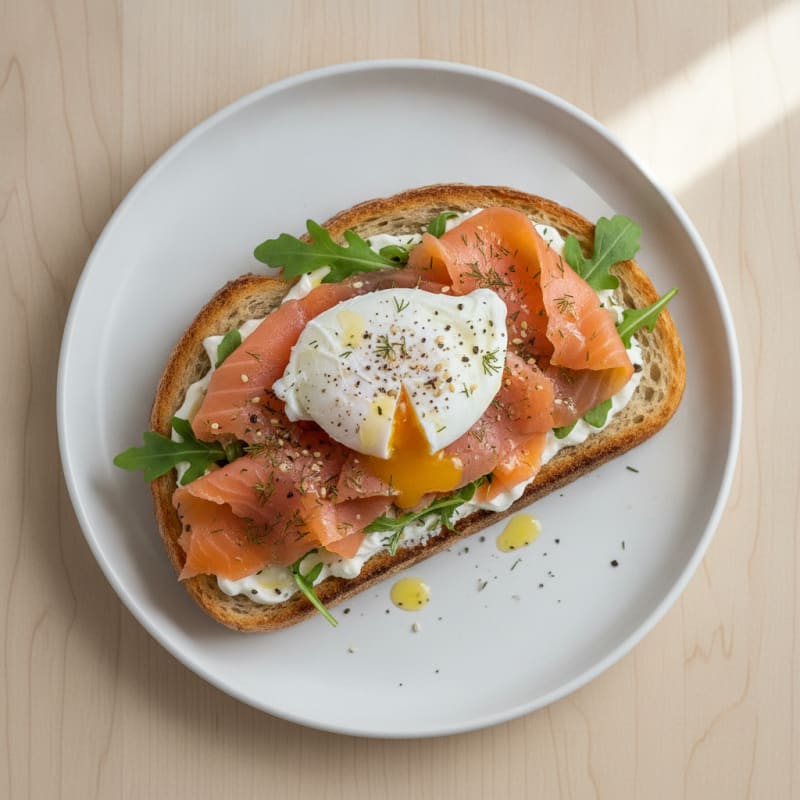 Rustic Smoked Salmon & Poached Egg Sourdough Tartine