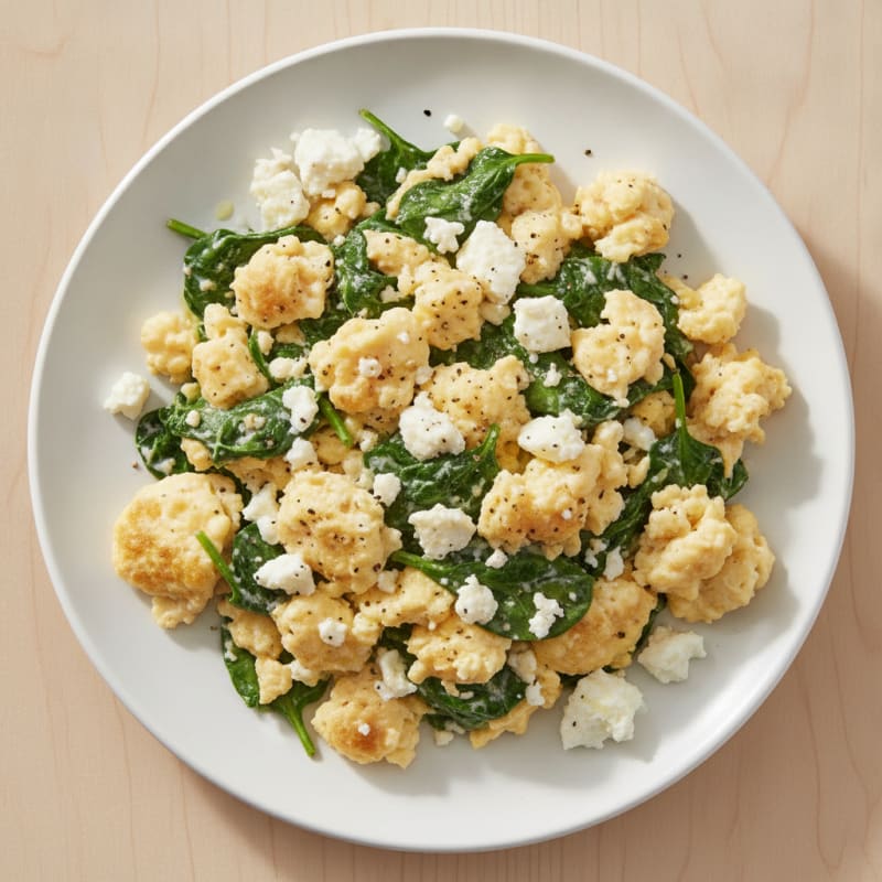 High Protein Spinach and Feta Scramble